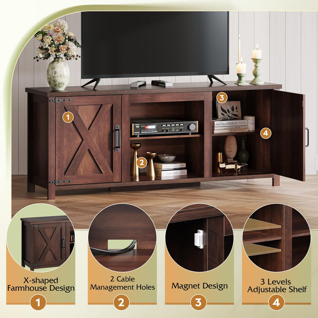 Farmhouse TV Stand Up to 65" Brown J240189