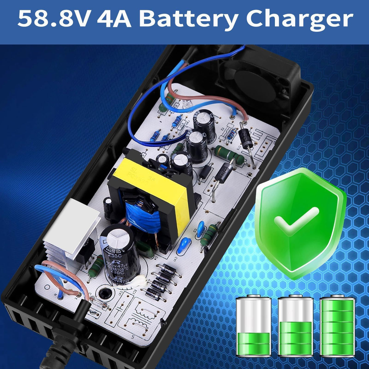 58.8V 4A 3-Plug Lithium Li-ion Battery Charger N33858