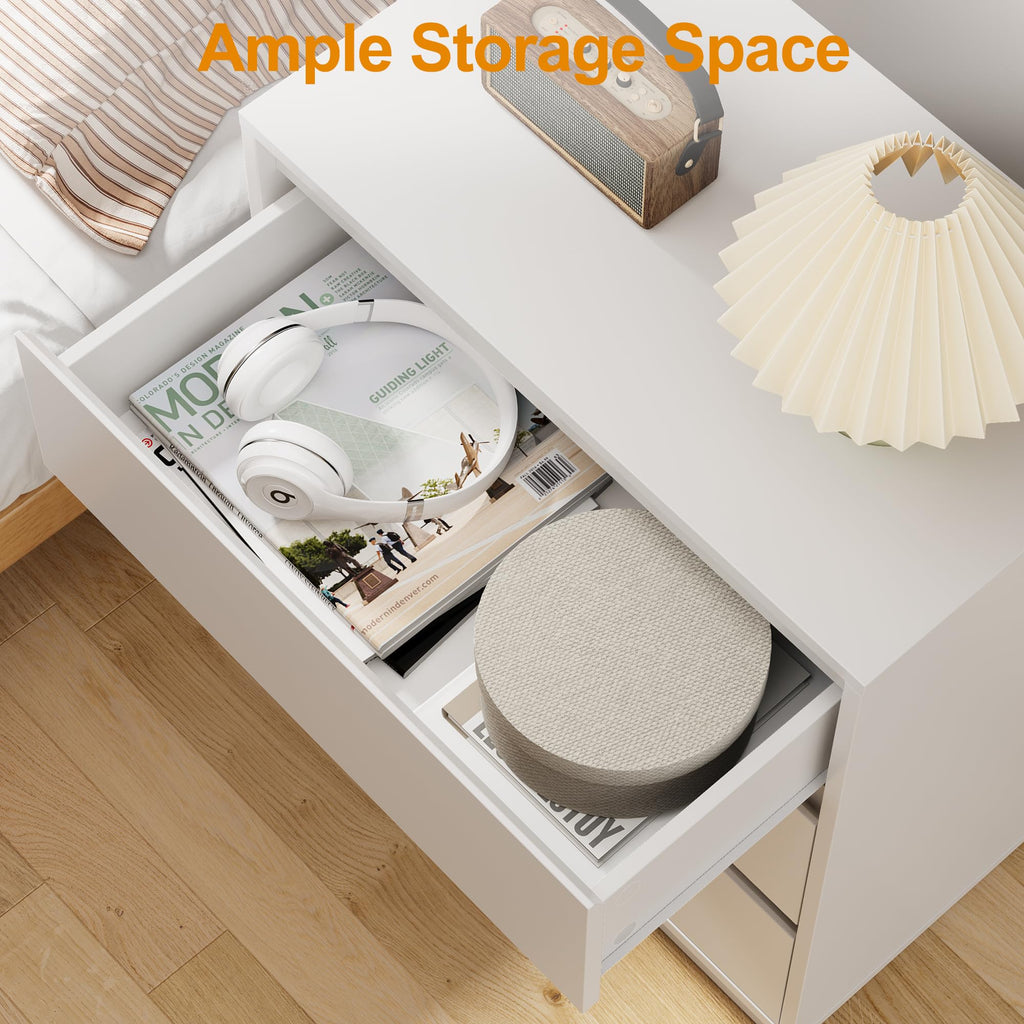 White 3 Drawer Nightstand C866