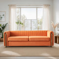 Orange Velvet 3-Seater Sofa with Rolled Arms P864