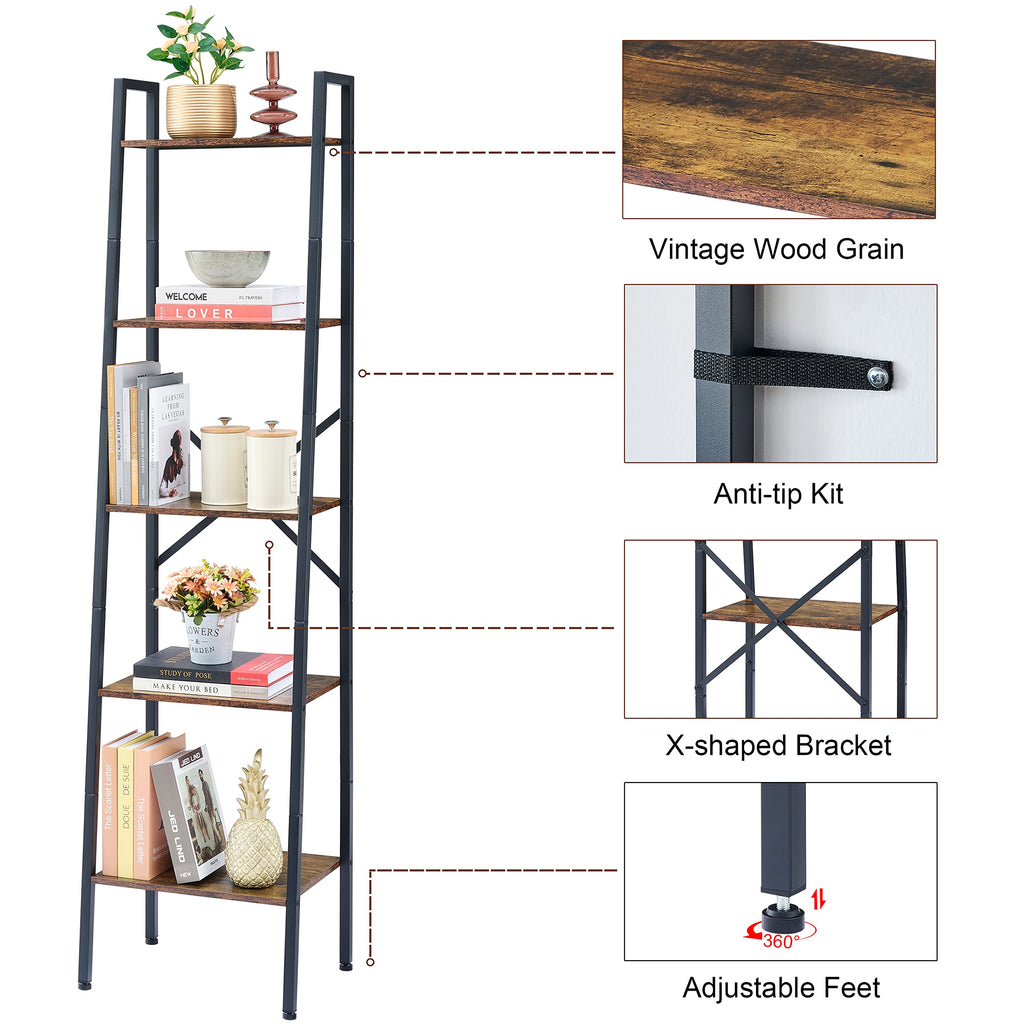 5-Tier Metal Ladder Bookshelf B83404