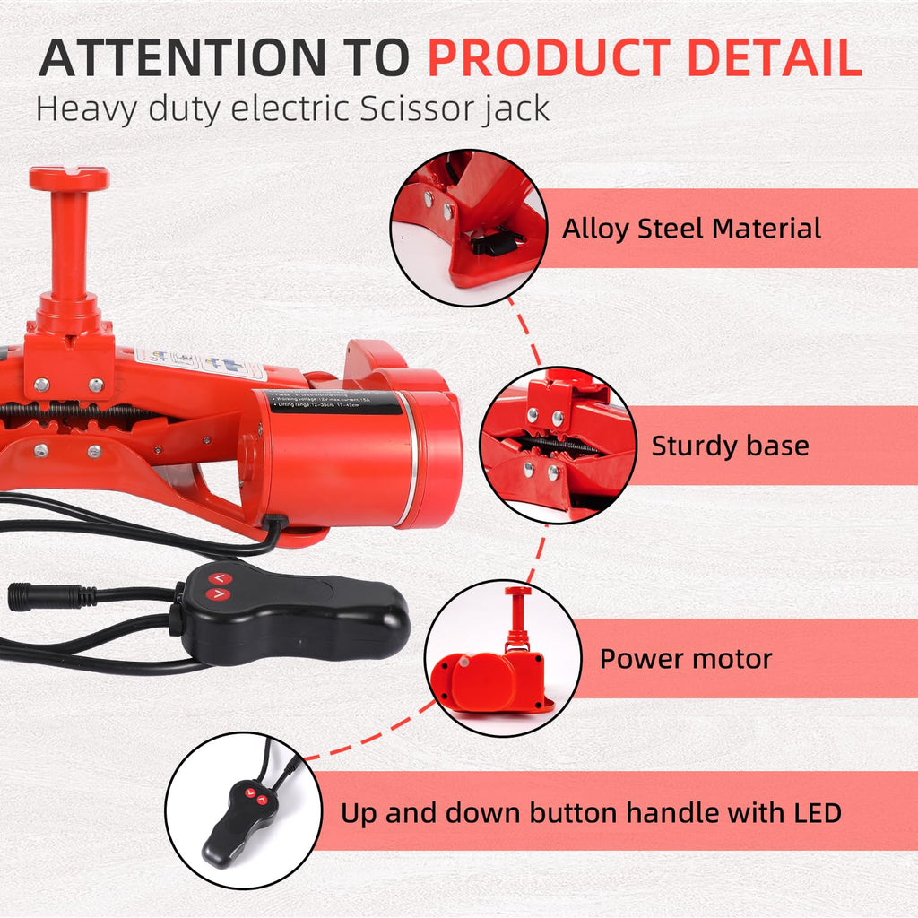 10 in 1 Electric Scissor Jack 3 Ton Car Jack Kit 12V C848050