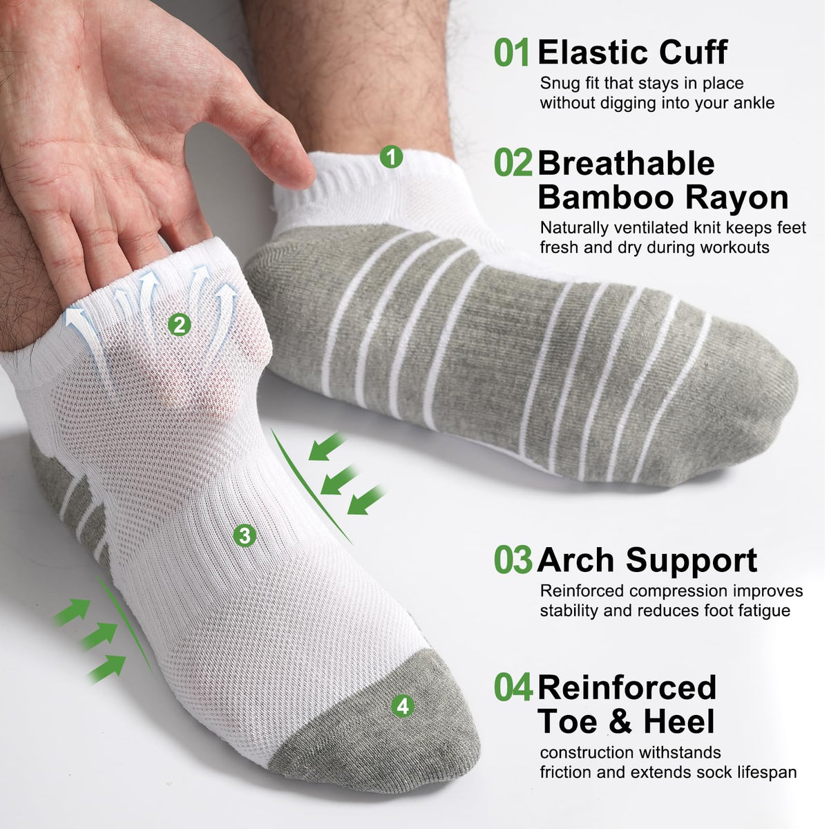 Moisture Wicking Bamboo Viscose Ankle Socks D150