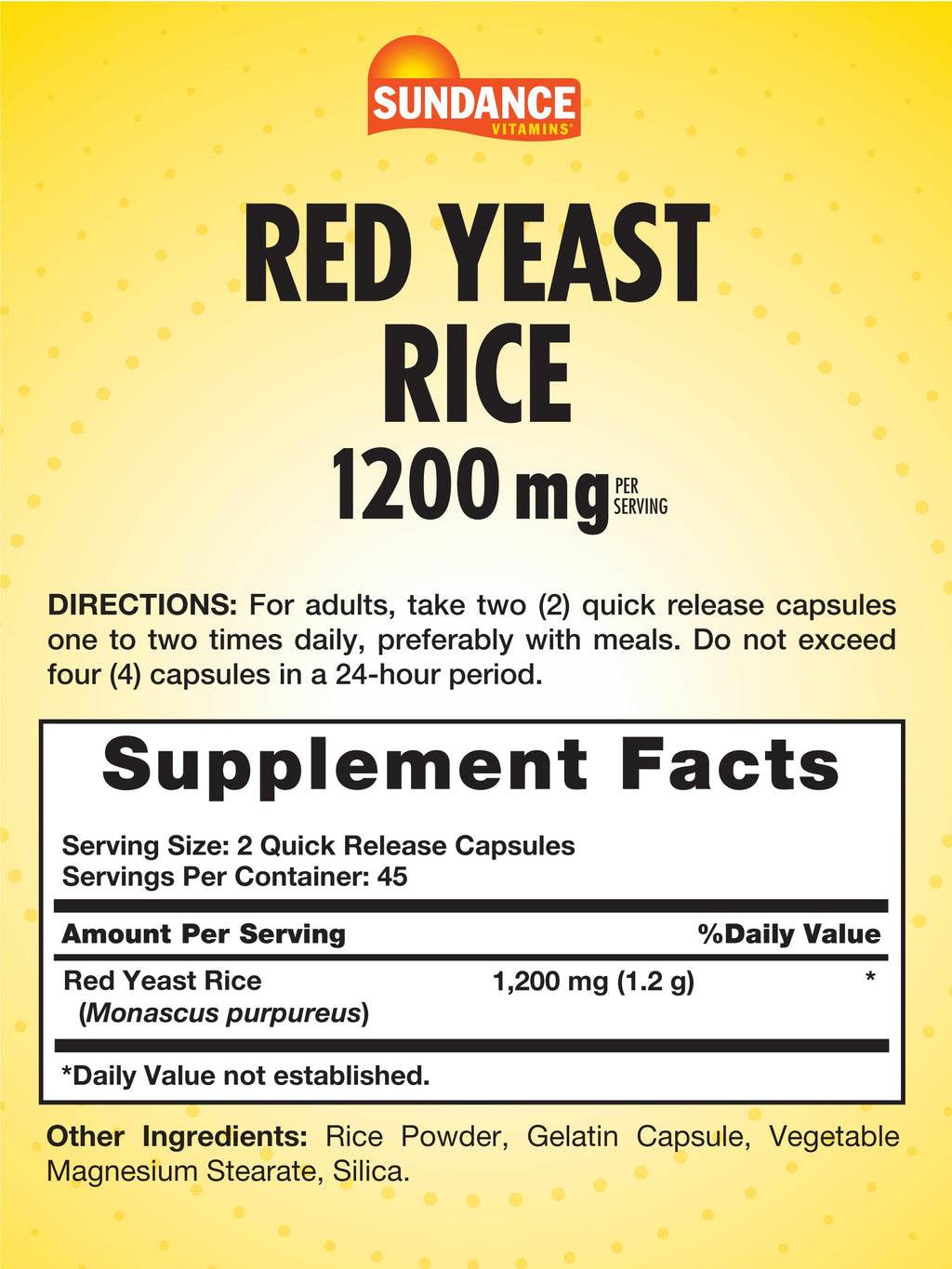 Red Yeast Rice 1200mg Capsules B249