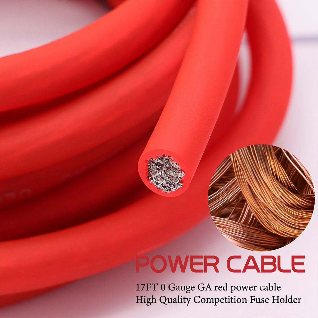 0 Gauge 3000W Amp Wiring Kit with 17FT CCA Power Cable M5335