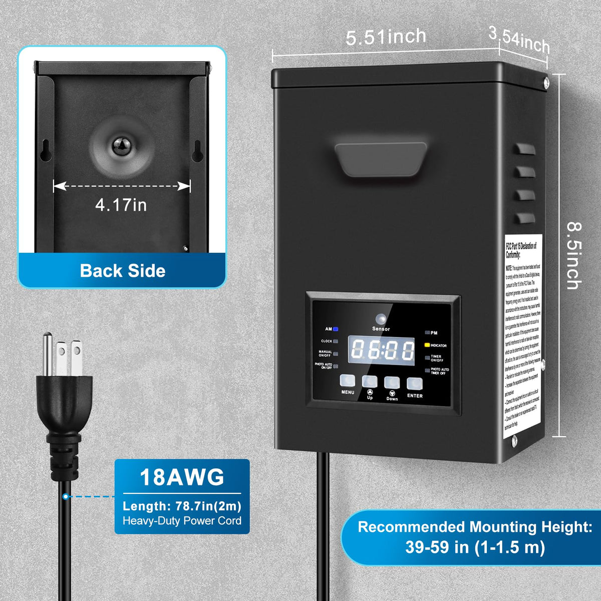 200W Low Voltage Landscape Transformer with Photocell Sensor & Timer J372