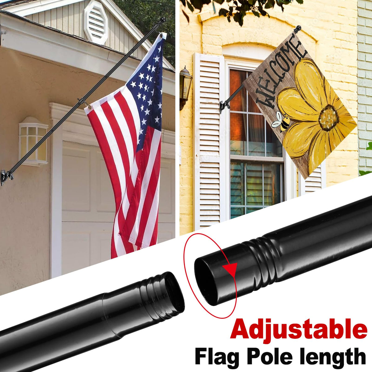 5ft Stainless Steel Flag Pole Kit with Bracket L59275