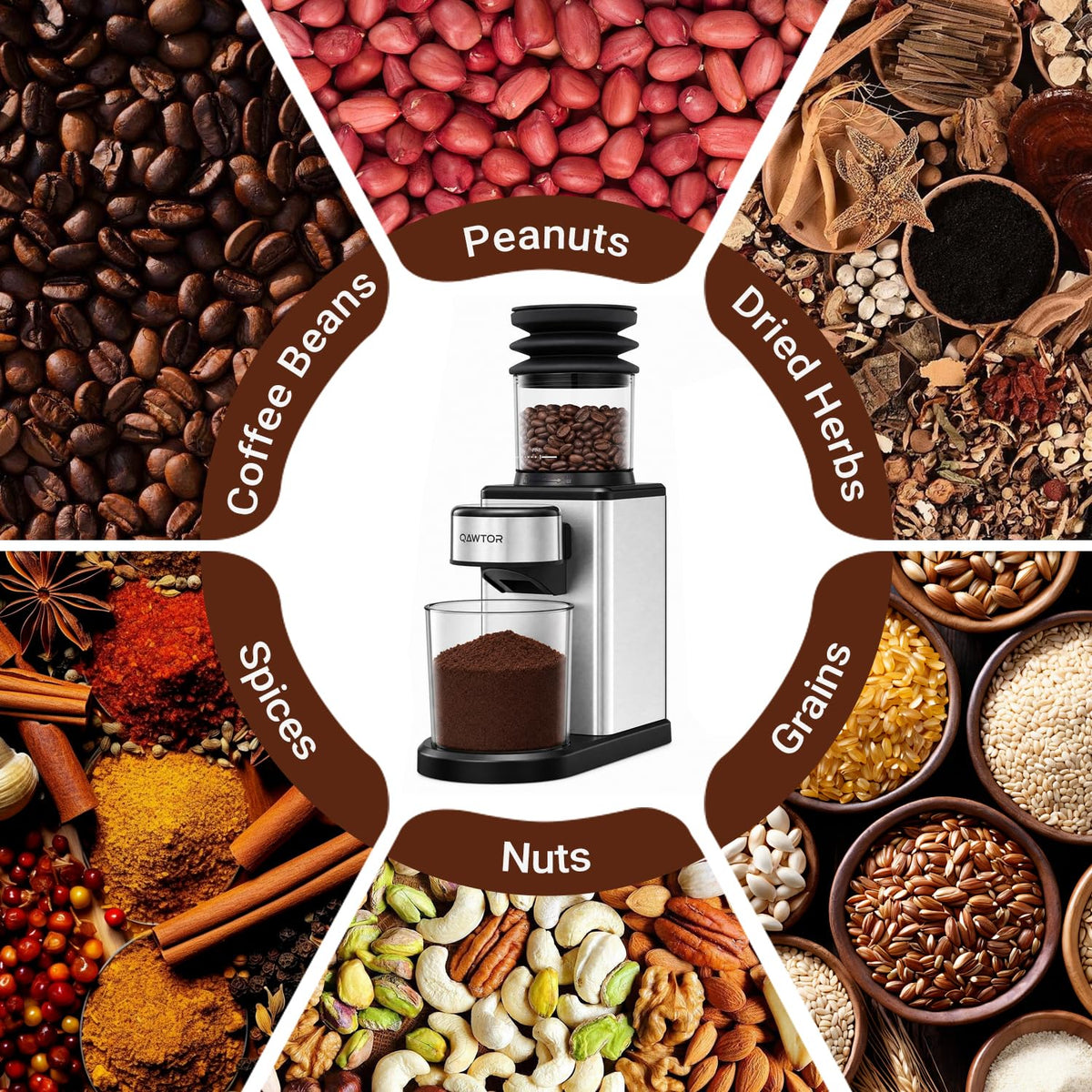 Conical Burr Coffee Bean Grinder, 25 Precise Settings, Anti-Static M335