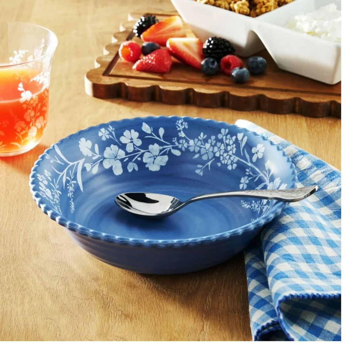12-Piece Bamboo Melamine Dinnerware Set, Service for 4, Blue D6862