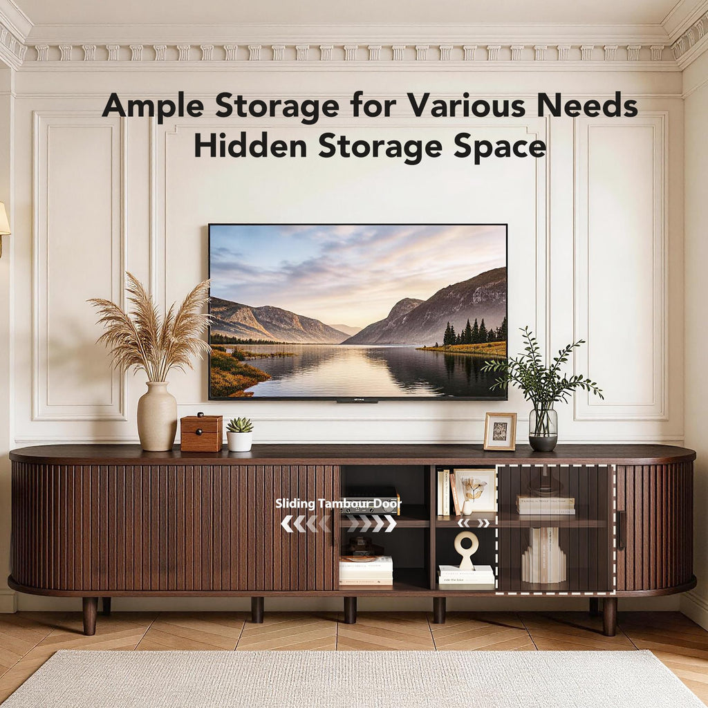 80" TV Stand with Sliding Doors and Power Outlet A6859