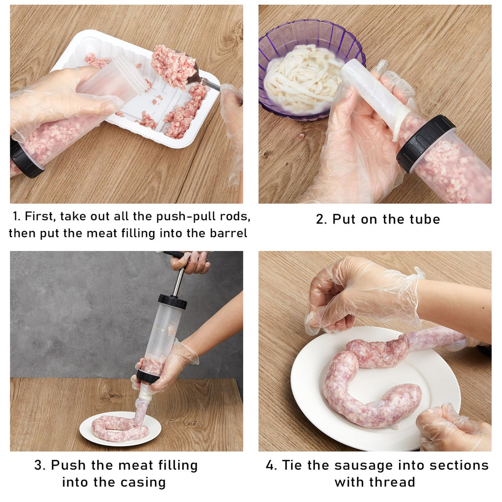 2 Pack Manual Sausage Stuffer Kit with 6 Stuffing Tubes A573378