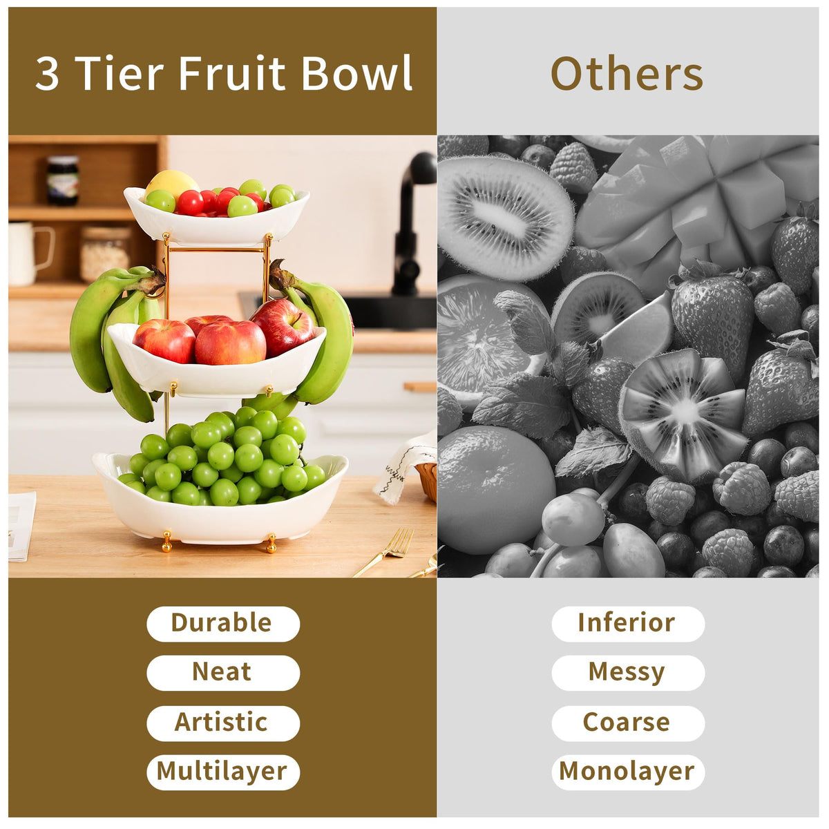 3-Tier Ceramic Serving Bowl Set with Stand M71824