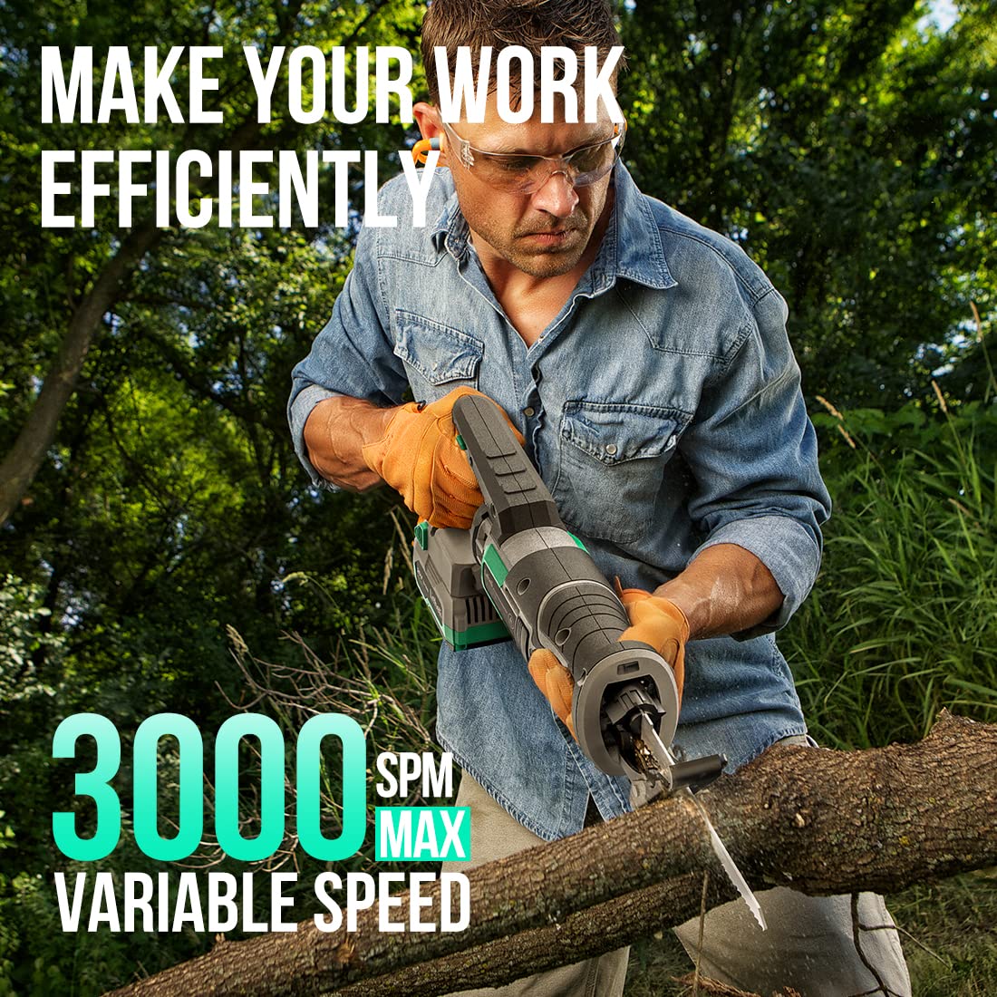 Cordless Reciprocating Saw with 20V 4.0 Ah Battery & Charger D769