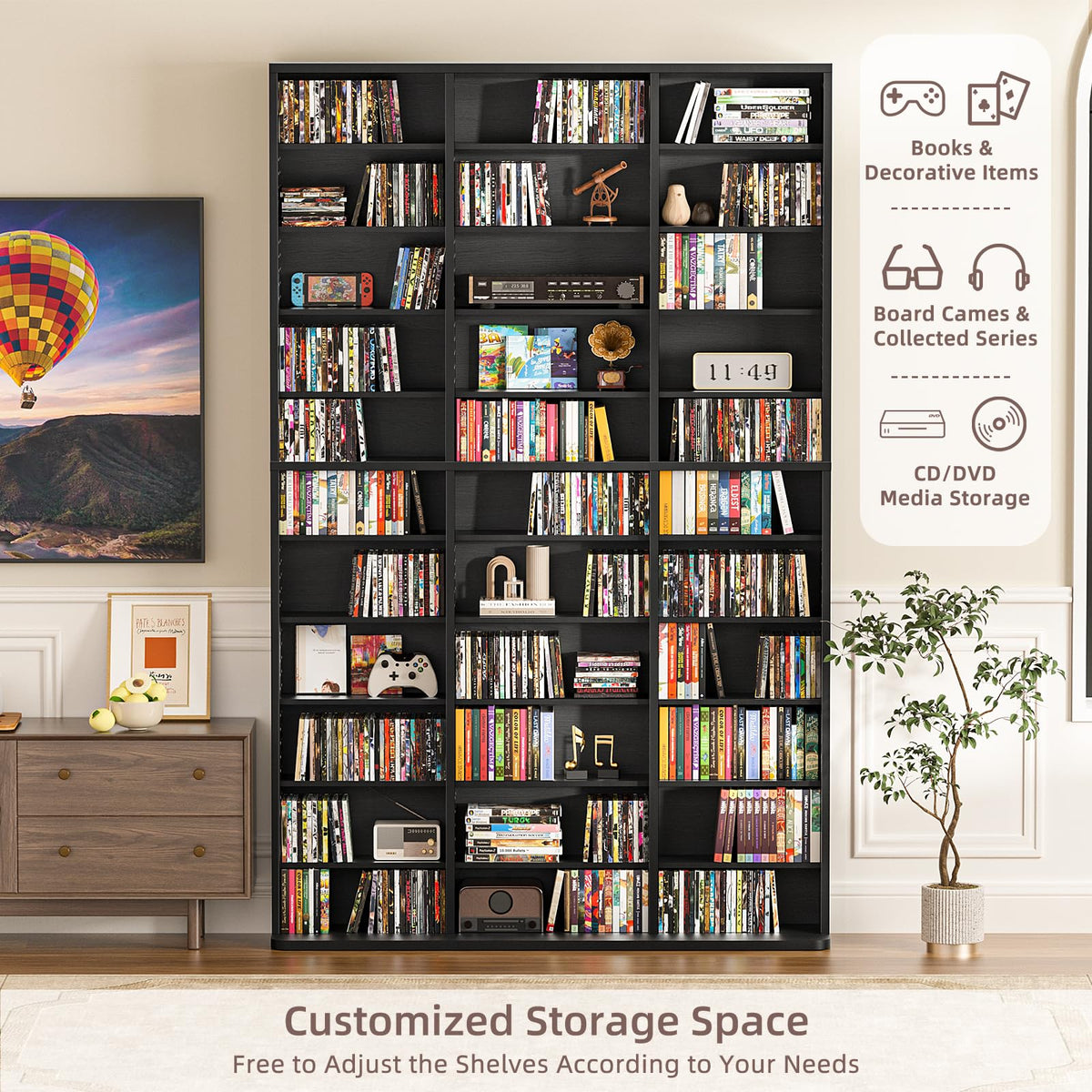 Black 11 Tier Display Cabinet N1690
