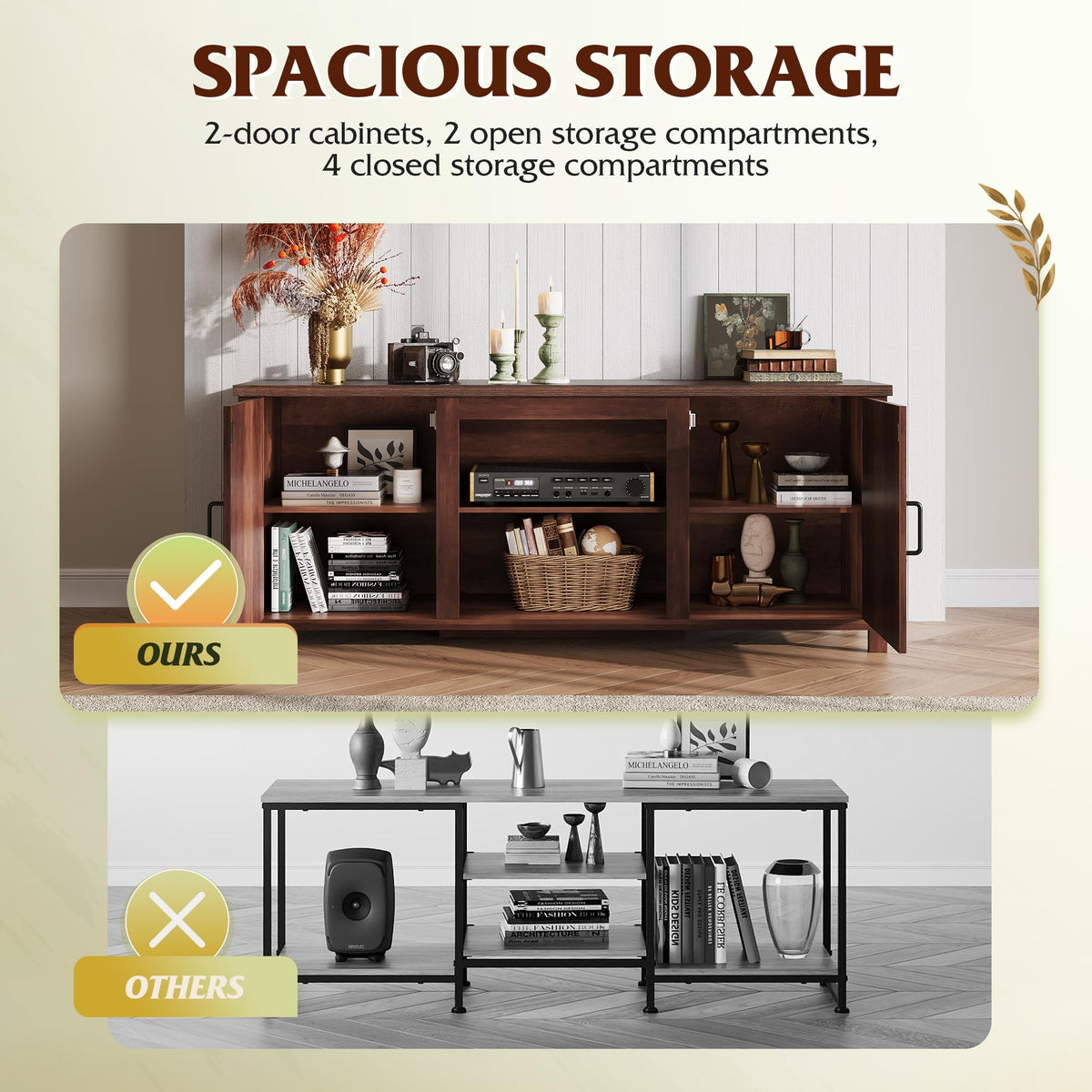 Farmhouse TV Stand Up to 65" Brown J240189