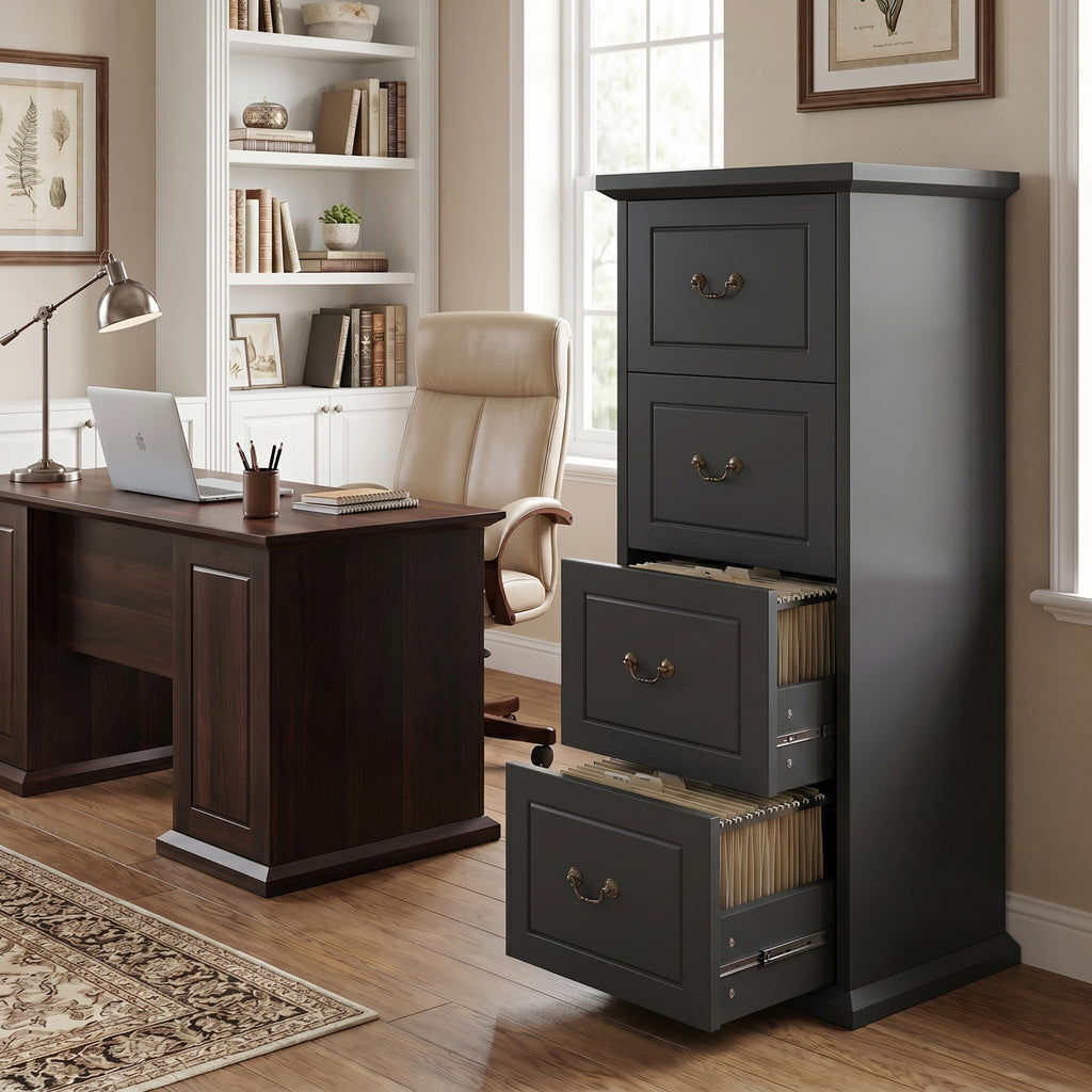 Wooden Vertical 4-Drawer File Cabinet S3291