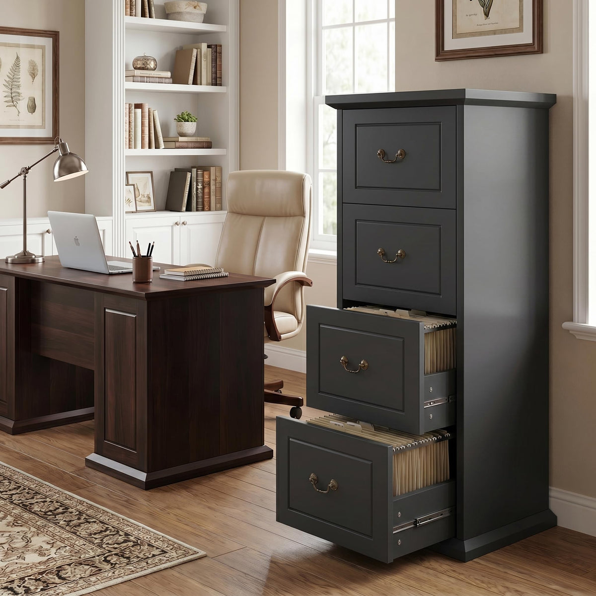 Wooden Vertical 4-Drawer File Cabinet S3291