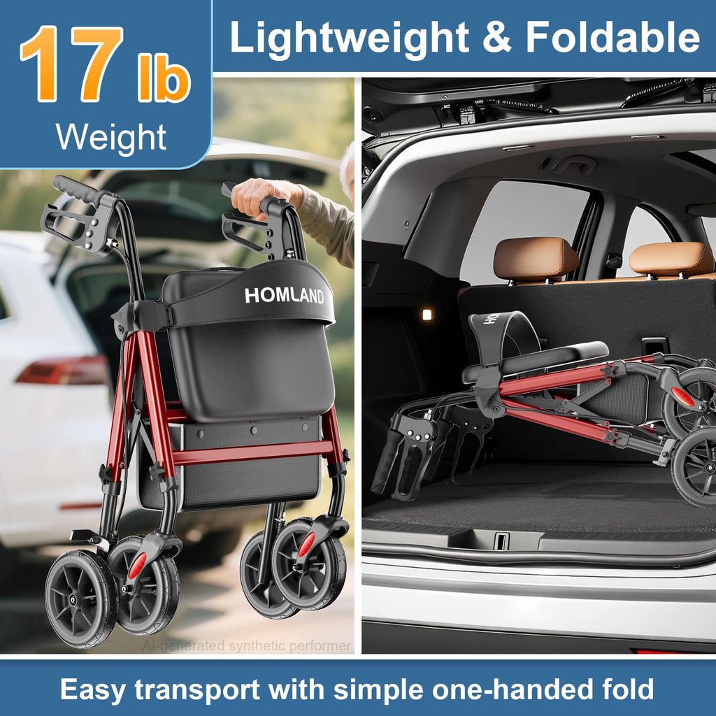 Foldable Walker with Seat, 17lb Lightweight L485112