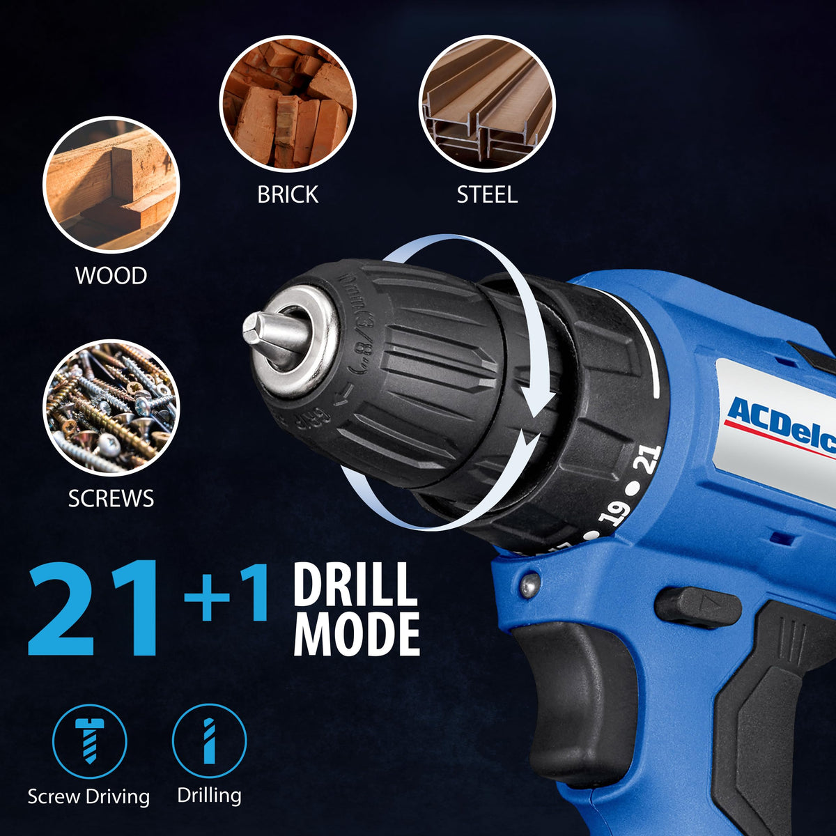 20V Cordless Drill Set with Battery and Charger X791589