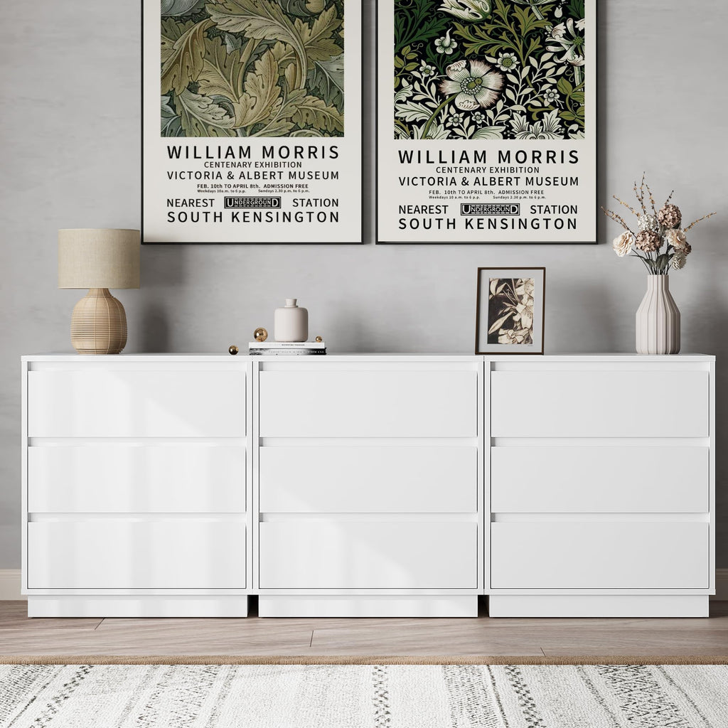 White 3 Drawer Nightstand C866