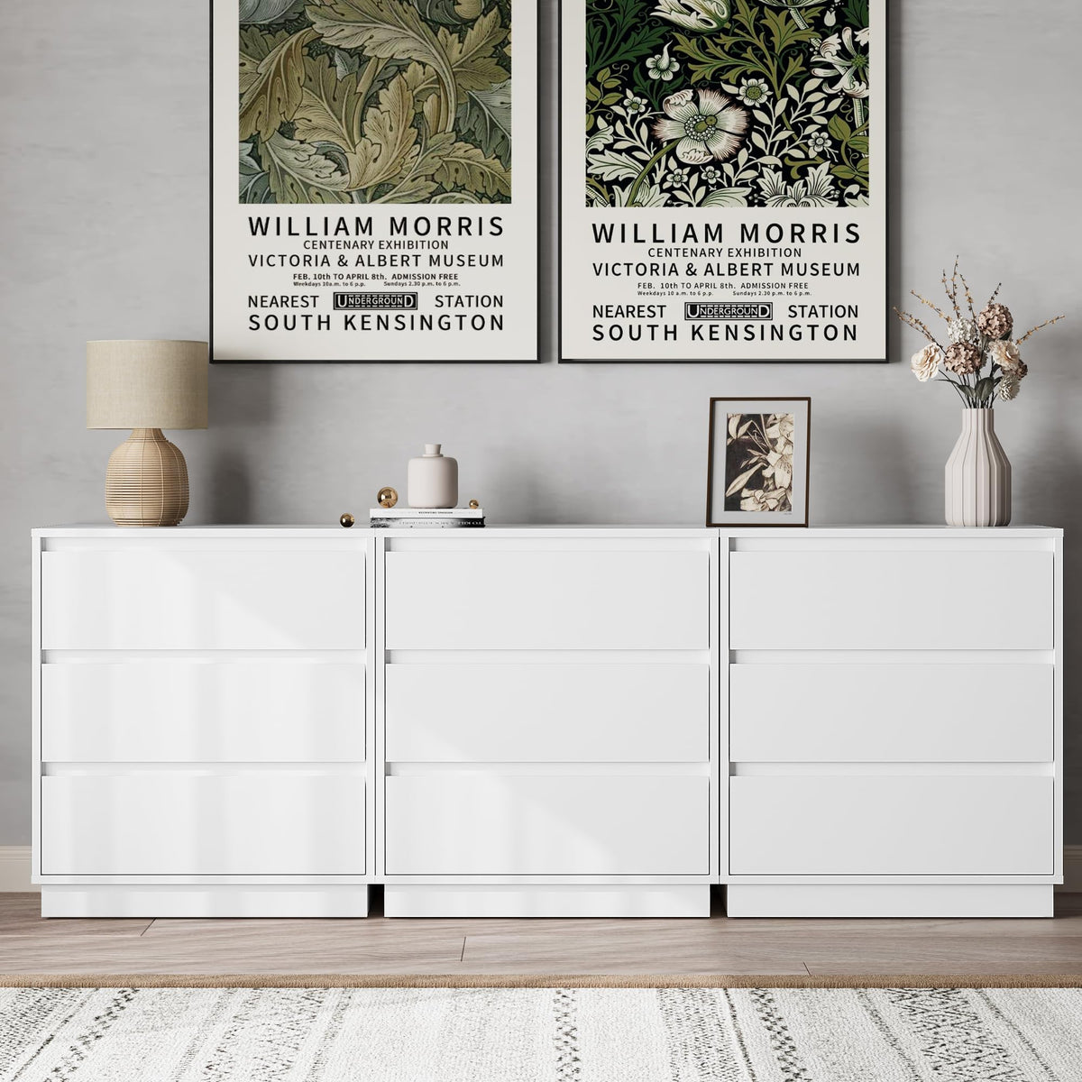 White 3 Drawer Nightstand C866