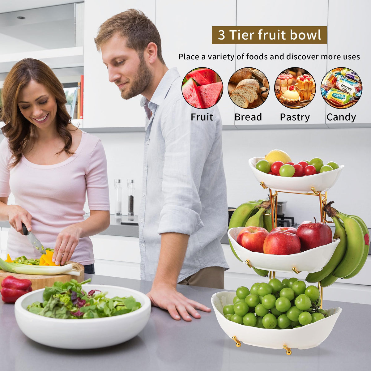 3-Tier Ceramic Serving Bowl Set with Stand M71824