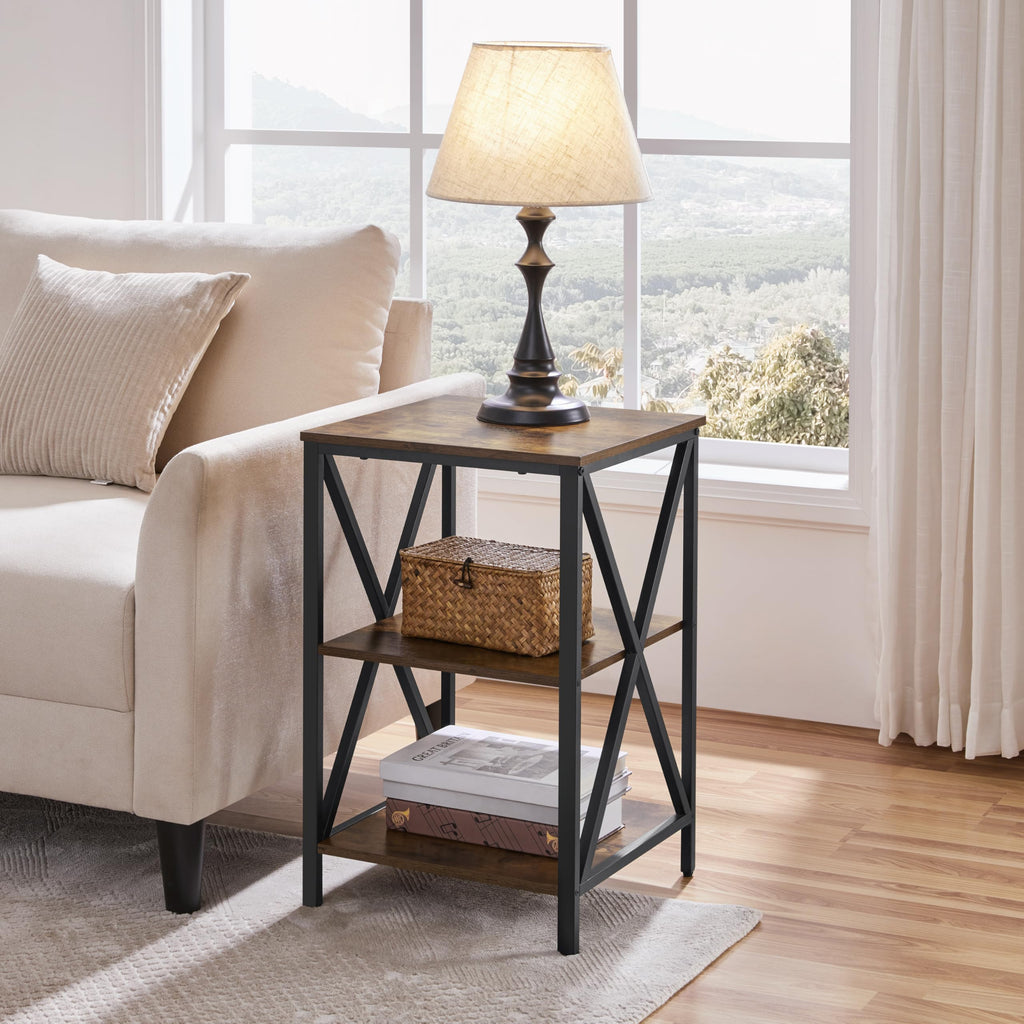 Rustic 3-Tier End Tables Set of 2 K1320