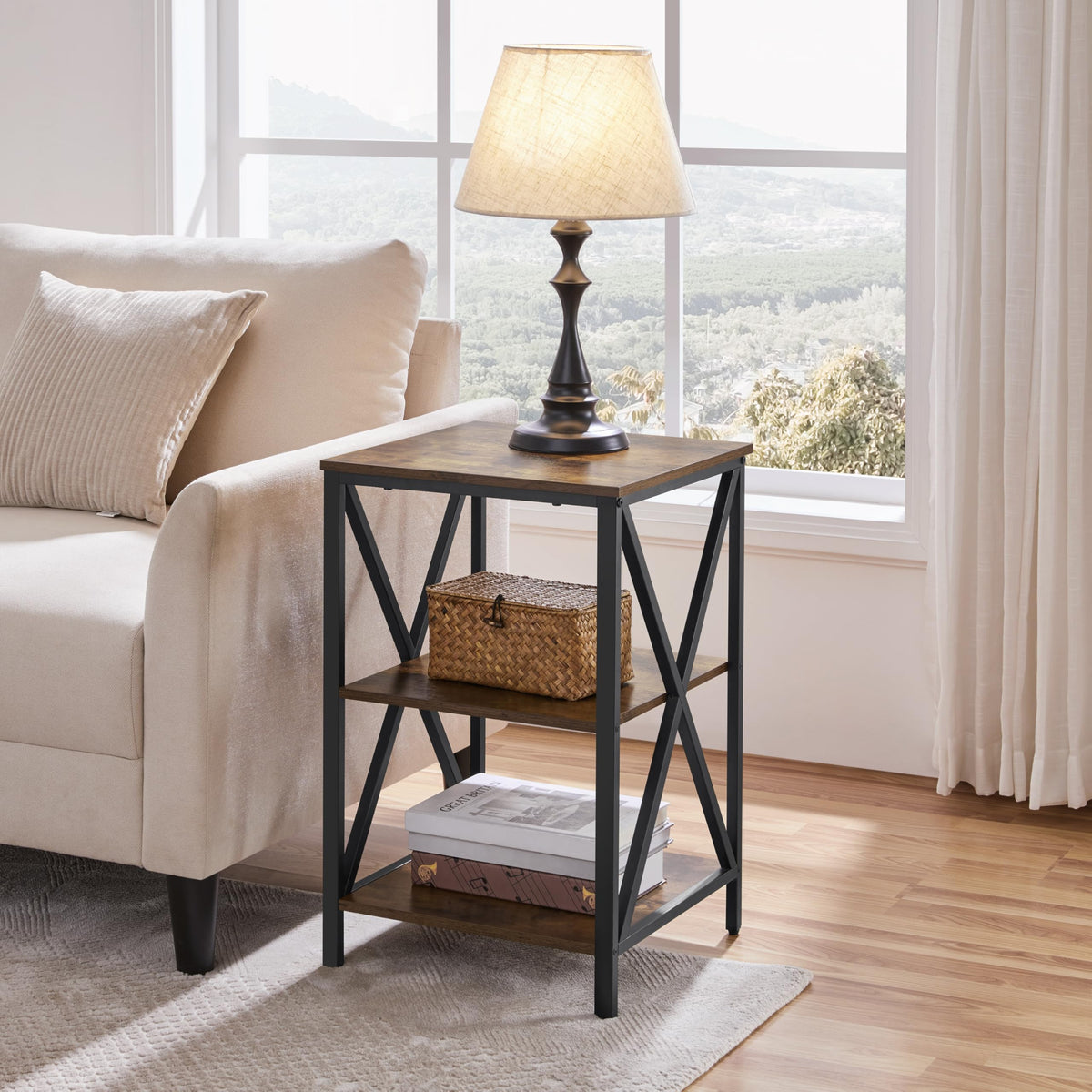 Rustic 3-Tier End Tables Set of 2 K1320