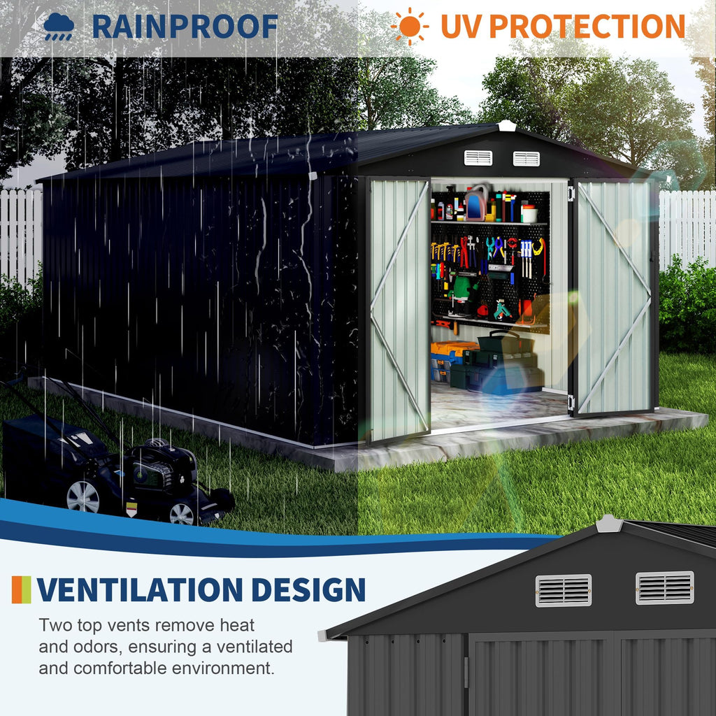 10x14 ft Metal Outdoor Storage Shed Q8074