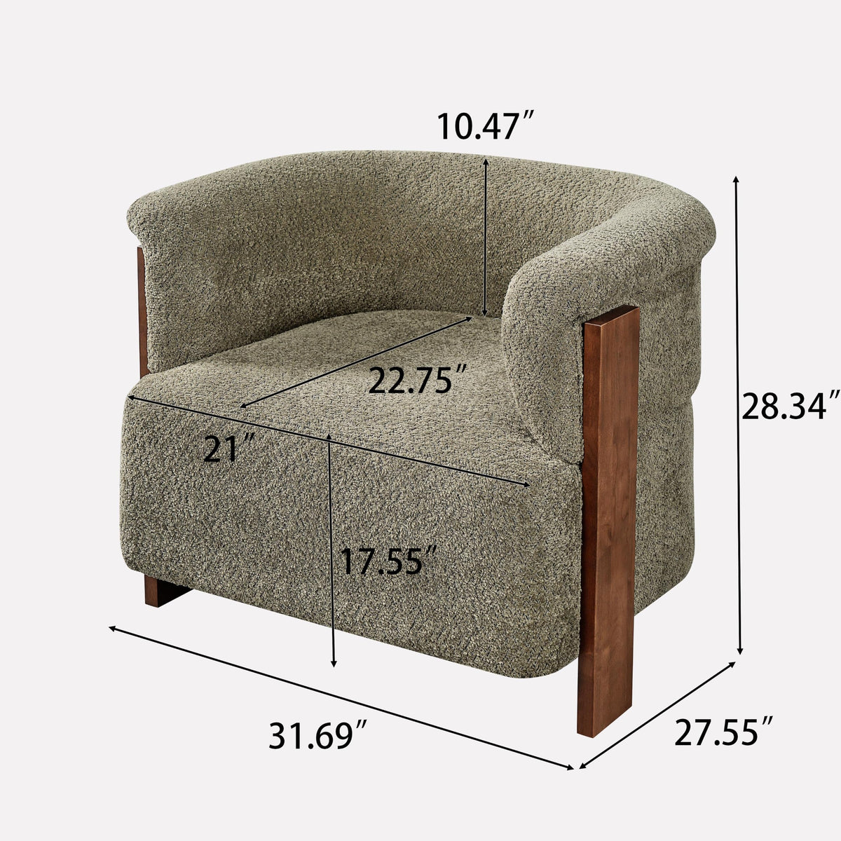 Boucle Upholstered Barrel Chairs Set of 2 S466529