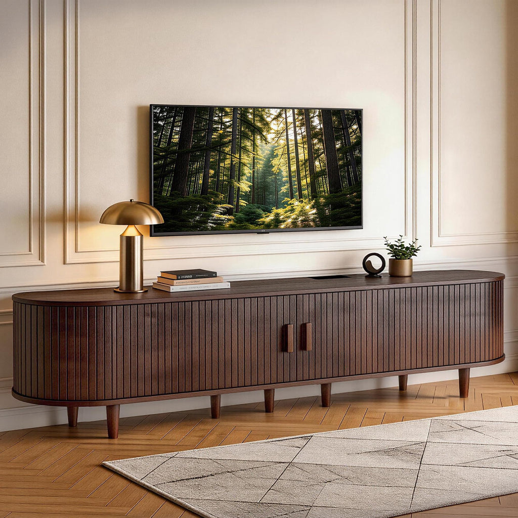 80" TV Stand with Sliding Doors and Power Outlet A6859