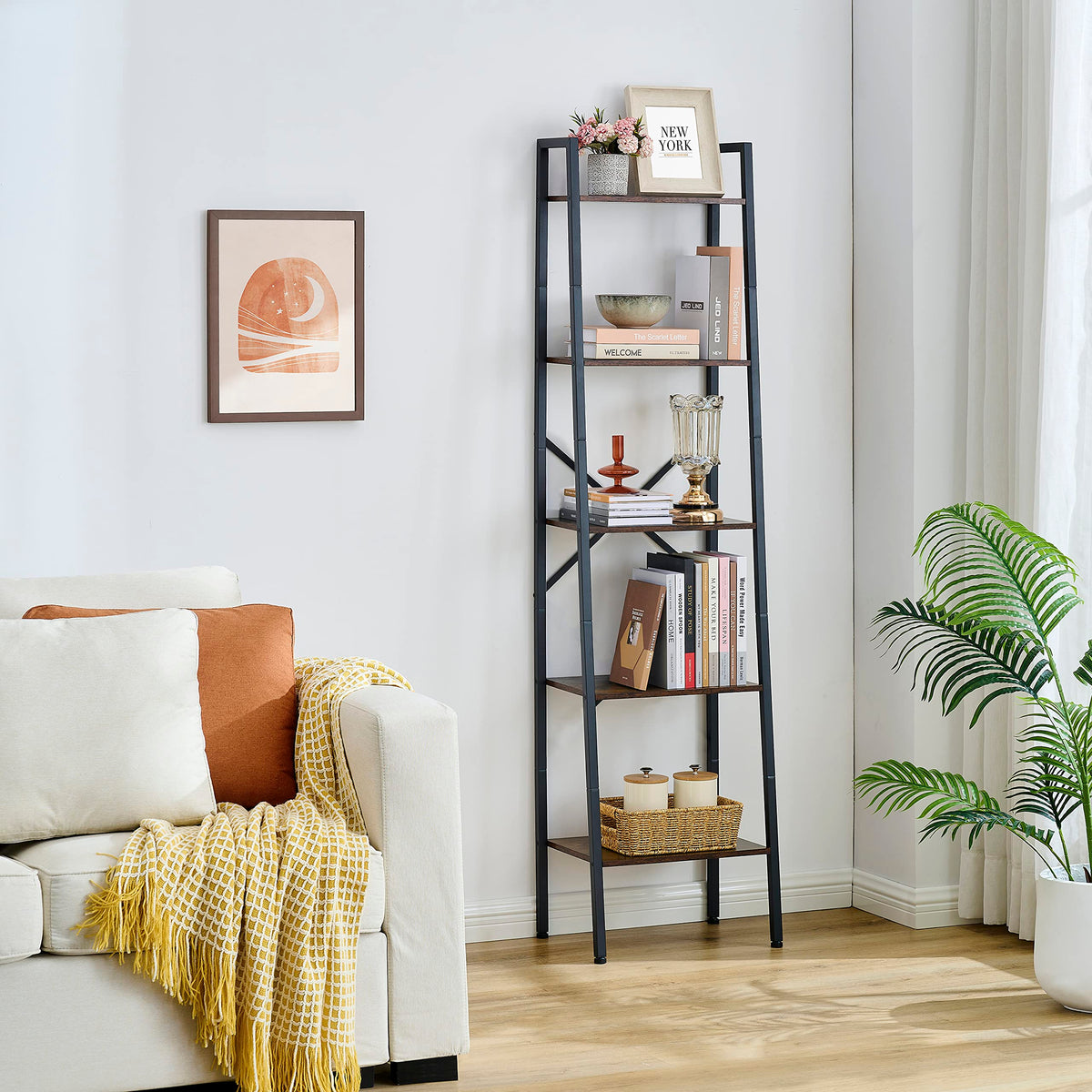 5-Tier Metal Ladder Bookshelf B83404